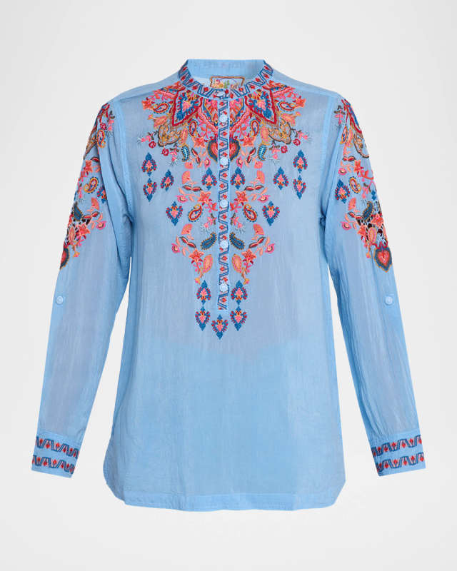 Alba Floral-Embroidered Georgette Blouse